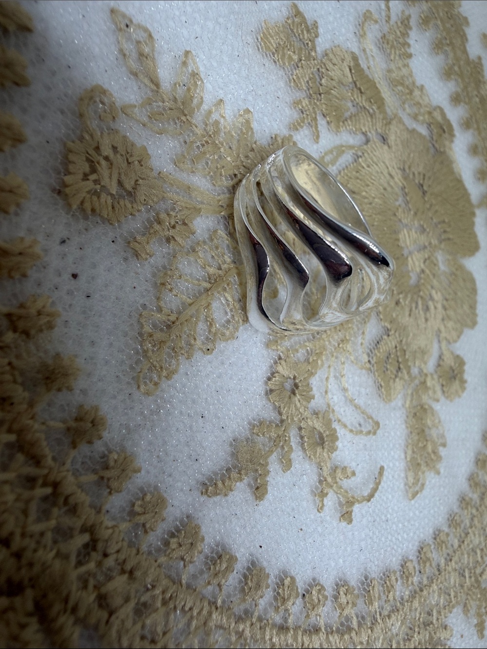 925 Sterling Silver Sculptural 4 Wave Ring Size 8 Organic Modernist Statement - Picture 6 of 8